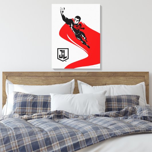 Justice League | Superman Flying Noir Pop Art Canvas Afdruk (Insitu (Slaapkamer))