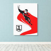 Justice League | Superman Flying Noir Pop Art Canvas Afdruk (Insitu (Houten vloer))