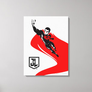 Justice League Superman Flying Noir Pop Art Canvas Afdruk