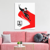 Justice League | Superman Flying Noir Pop Art Canvas Afdruk (Insitu (Woonkamer))