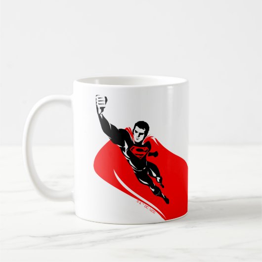Justice League | Superman Flying Noir Pop Art Koffiemok (Links)