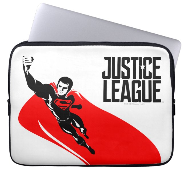 Justice League | Superman Flying Noir Pop Art Laptop Sleeve (Voorkant)