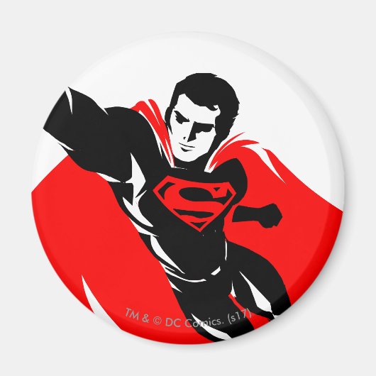 Justice League | Superman Flying Noir Pop Art Magneet (Voorkant)