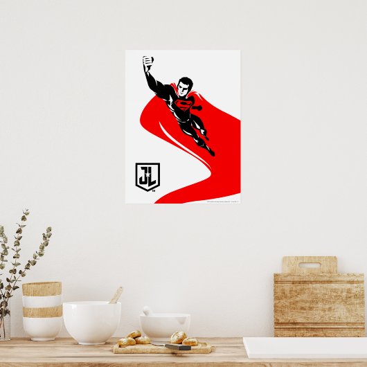 Justice League | Superman Flying Noir Pop Art Poster (Keuken)