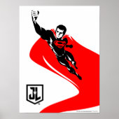 Justice League | Superman Flying Noir Pop Art Poster (Voorkant)
