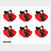 Justice League | Superman Flying Noir Pop Art Ronde Sticker (Vel)