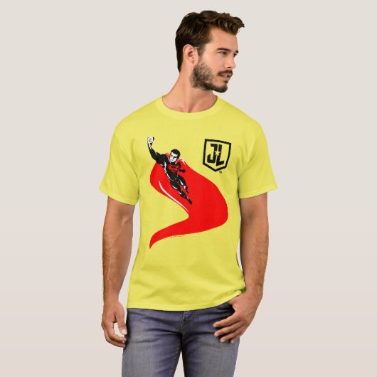 Justice League | Superman Flying Noir Pop Art T-shirt (Voorkant volledig)