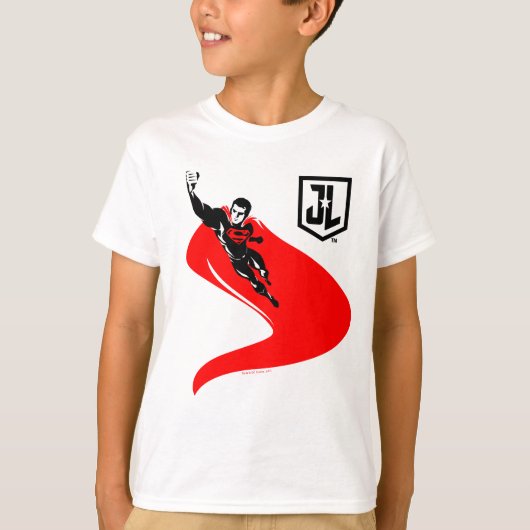 Justice League | Superman Flying Noir Pop Art T-shirt (Voorkant)