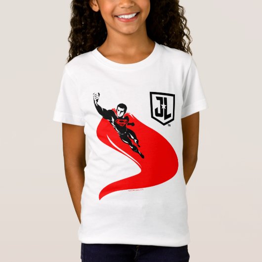 Justice League | Superman Flying Noir Pop Art T-shirt (Voorkant)