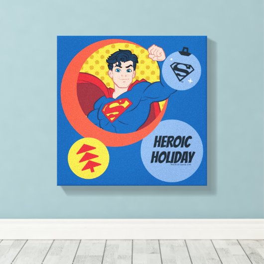Justice League Superman Holiday Bauble Canvas Afdruk (Insitu (Houten vloer))