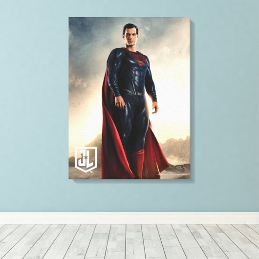 Justice League | Superman op slagveld Canvas Afdruk (Insitu (Houten vloer))