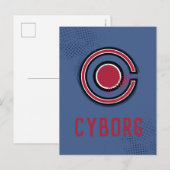 Justice League | Symbool Brussel en Halftone Cybor Briefkaart (Voorkant / Achterkant)