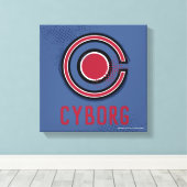 Justice League | Symbool Brussel en Halftone Cybor Canvas Afdruk (Insitu (Houten vloer))