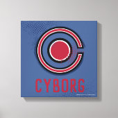 Justice League | Symbool Brussel en Halftone Cybor Canvas Afdruk (Voorkant)