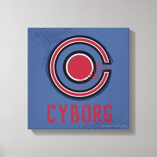 Justice League | Symbool Brussel en Halftone Cybor Canvas Afdruk (Voorkant)