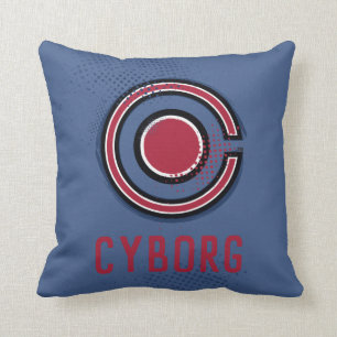 Justice League   Symbool Brussel en Halftone Cybor Kussen