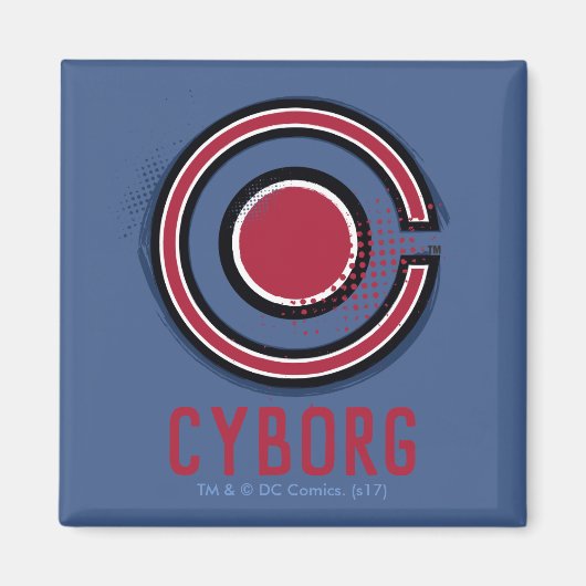 Justice League | Symbool Brussel en Halftone Cybor Magneet (Voorkant)