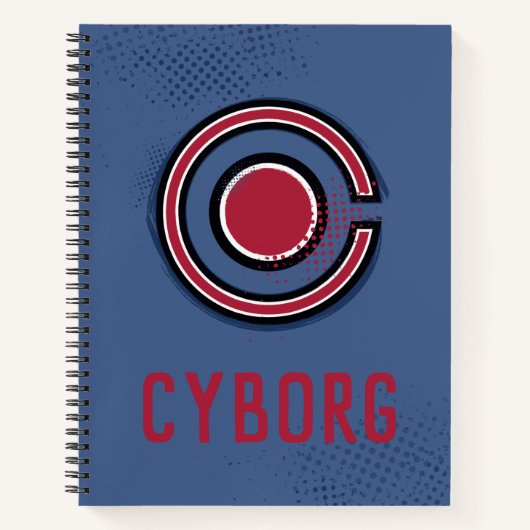 Justice League | Symbool Brussel en Halftone Cybor Notitieboek (Voorkant)