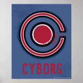 Justice League | Symbool Brussel en Halftone Cybor Poster (Voorkant)