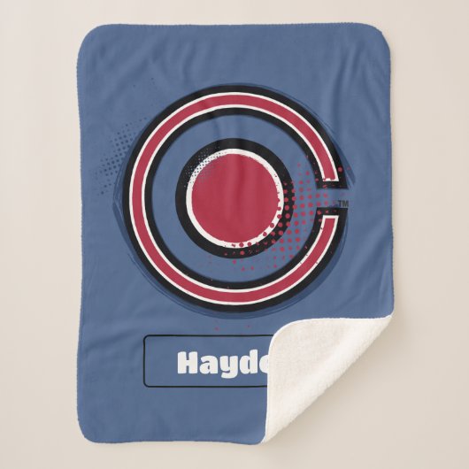 Justice League | Symbool Brussel en Halftone Cybor Sherpa Deken (Voorkant)