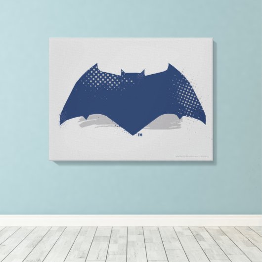 Justice League | Symbool Brussel & Halftone Batman Canvas Afdruk (Insitu (Houten vloer))