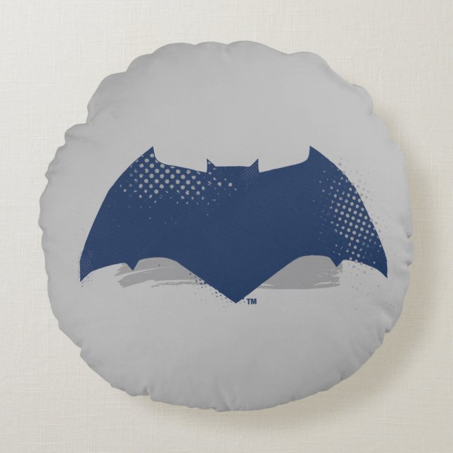 Justice League | Symbool Brussel & Halftone Batman Rond Kussen (Voorkant)
