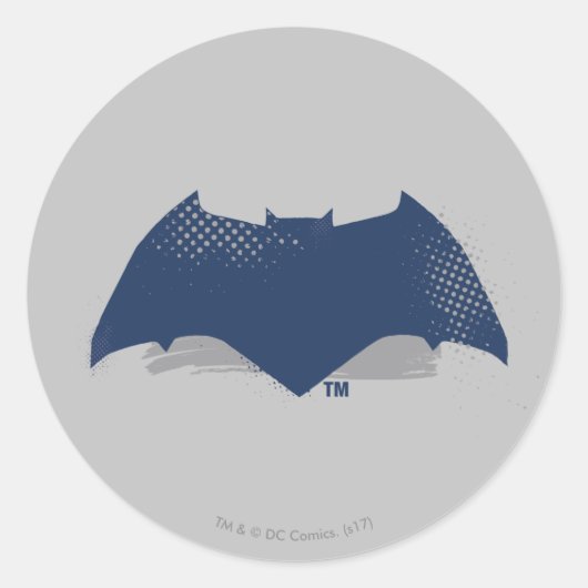 Justice League | Symbool Brussel & Halftone Batman Ronde Sticker (Voorkant)