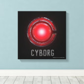Justice League | Symbool Ggloed Cyborg Canvas Afdruk (Insitu (Houten vloer))