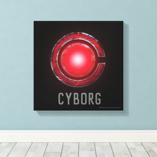 Justice League | Symbool Ggloed Cyborg Canvas Afdruk (Insitu (Houten vloer))