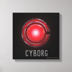 Justice League   Symbool Ggloed Cyborg Canvas Afdruk