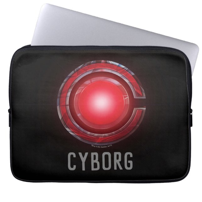 Justice League | Symbool Ggloed Cyborg Laptop Sleeve (Voorkant)