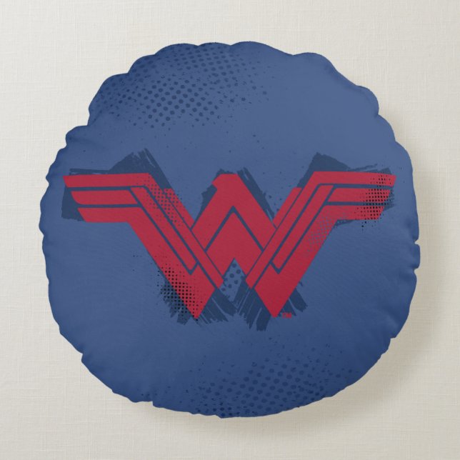 Justice League | Symbool penseelwonder Rond Kussen (Voorkant)