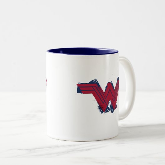 Justice League | Symbool penseelwonder Tweekleurige Koffiemok (Voorkant rechts)