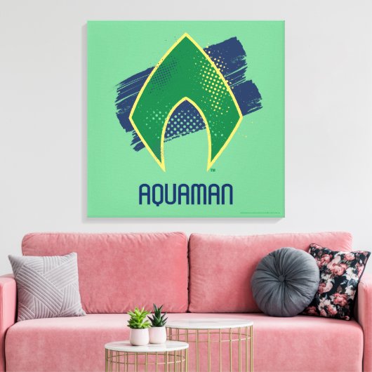 Justice League | Symbool voor penseel en halftoon  Canvas Afdruk (Insitu (Woonkamer))