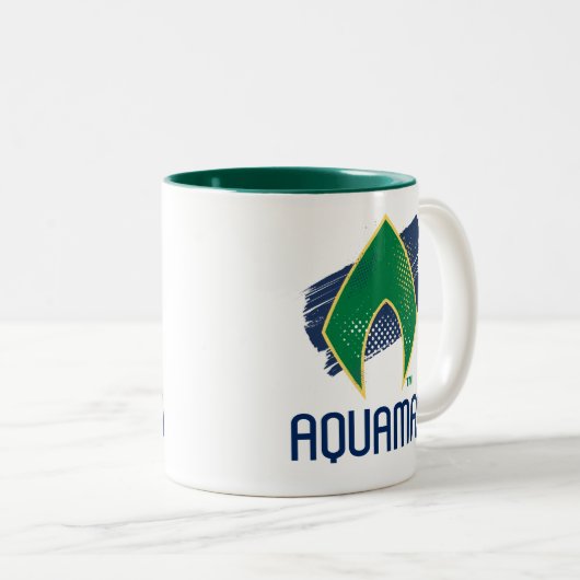 Justice League | Symbool voor penseel en halftoon  Tweekleurige Koffiemok (Voorkant rechts)