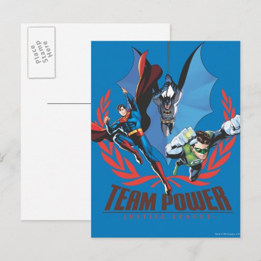 Justice League Team Power Briefkaart (Voorkant / Achterkant)