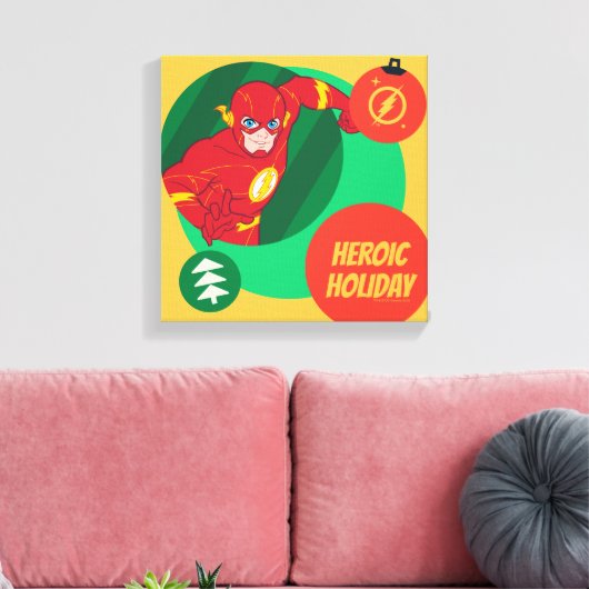 Justice League The Flash Holiday Bauble Canvas Afdruk (Insitu (Woonkamer))