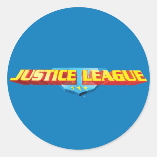 Justice League Thin Name en Shield Logo Ronde Sticker (Voorkant)
