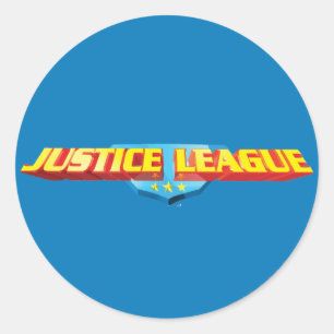 Justice League Thin Name en Shield Logo Ronde Sticker