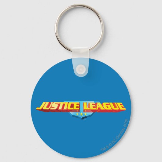 Justice League Thin Name en Shield Logo Sleutelhanger (Voorkant)