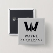 Justice League | Wayne Aerospace Logo Vierkante Button 5,1 Cm (Voorkant /achterkant)