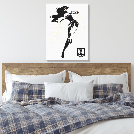 Justice League | Wonder-vrouw met Pop-lak Canvas Afdruk (Insitu (Slaapkamer))