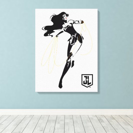 Justice League | Wonder-vrouw met Pop-lak Canvas Afdruk (Insitu (Houten vloer))