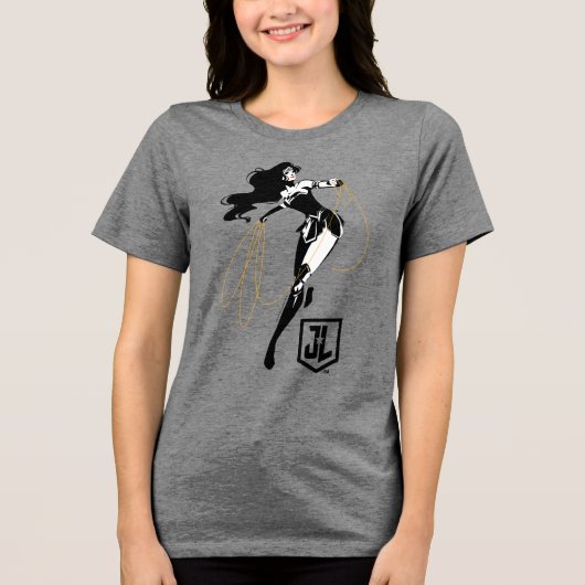 Justice League | Wonder-vrouw met Pop-lak Tri-Blend Shirt (Voorkant)