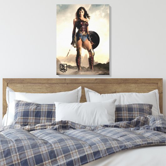 Justice League | Wonder-vrouw op slagveld Canvas Afdruk (Insitu (Slaapkamer))