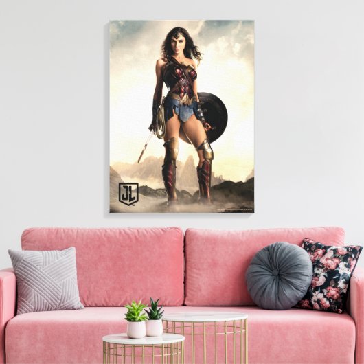 Justice League | Wonder-vrouw op slagveld Canvas Afdruk (Insitu (Woonkamer))