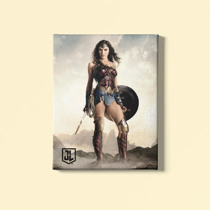 Justice League   Wonder-vrouw op slagveld Canvas Afdruk