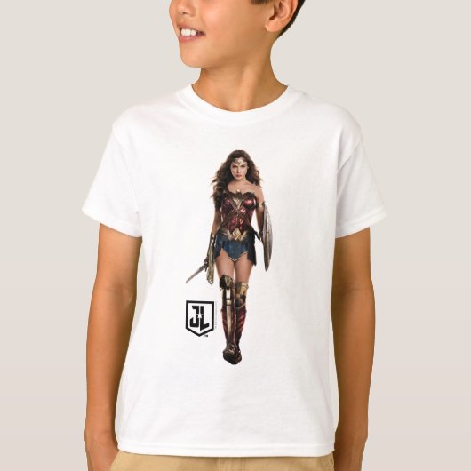 Justice League | Wonder-vrouw op slagveld T-shirt (Voorkant)