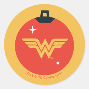 Justice League Wonder Woman Holiday Bauble Ronde Sticker
