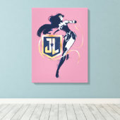 Justice League | Wonder Woman & JL Icon Pop Art Canvas Afdruk (Insitu (Houten vloer))